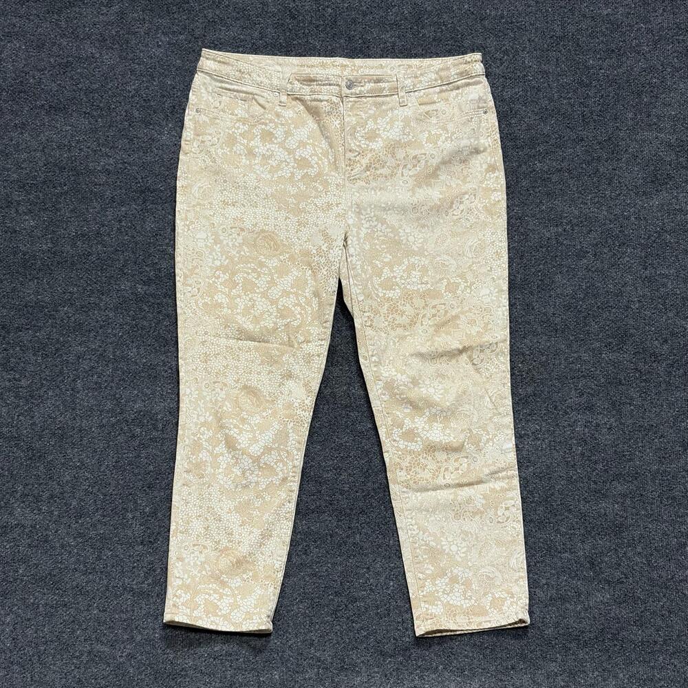 Chicos Jeans Womens 3 16R Beige So Slimming Girlfriend Ankle Stretch Denim Pants